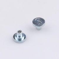 custom logo steel round flat head semi tubular step rivet with zinc plated